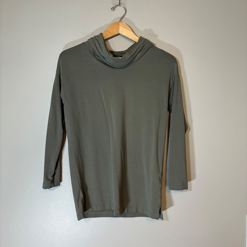 Banana Republic Womens XS Olive Green Cowl Neck Long Sleeve Drop Shoulder Top